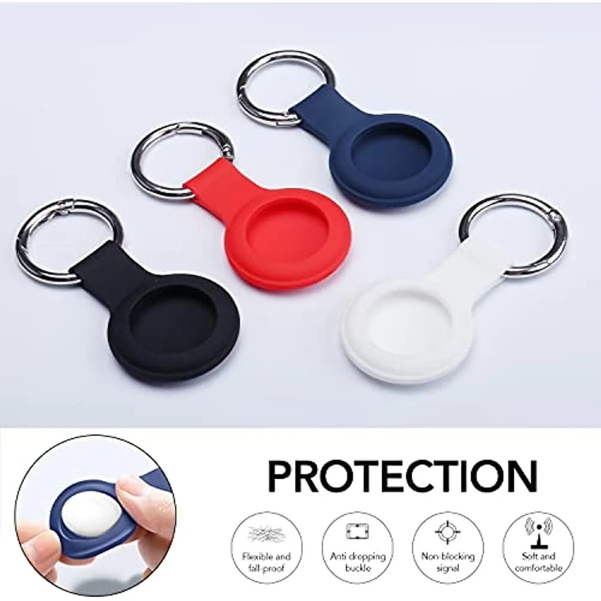 Apta Liquid Silicone Keychain Airtags Case