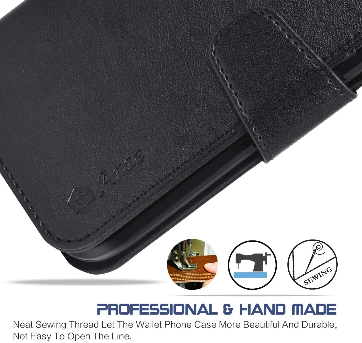 Arae for iPhone 11 Pro Max Case with Credit Card Holder and Wrist Strap