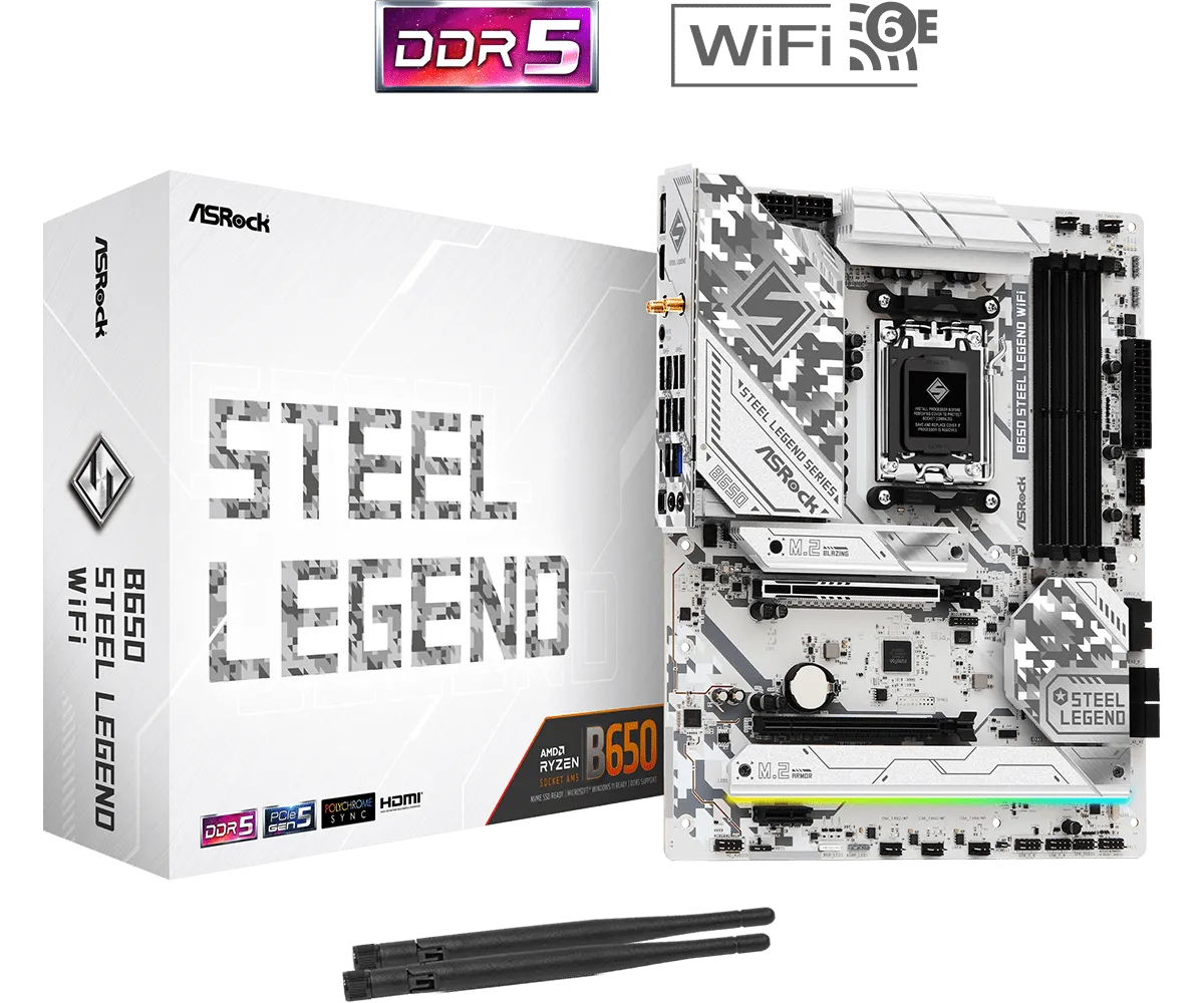 ASRock B650 Steel Legend WiFi DDR5,Socket AM5 ATX Motherboard