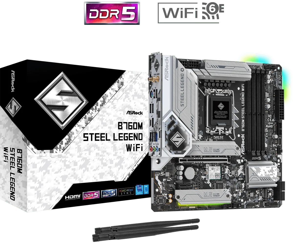 ASRock B760M Steel Legend WIFI DDR5 mATX LGA1700 Motherboard