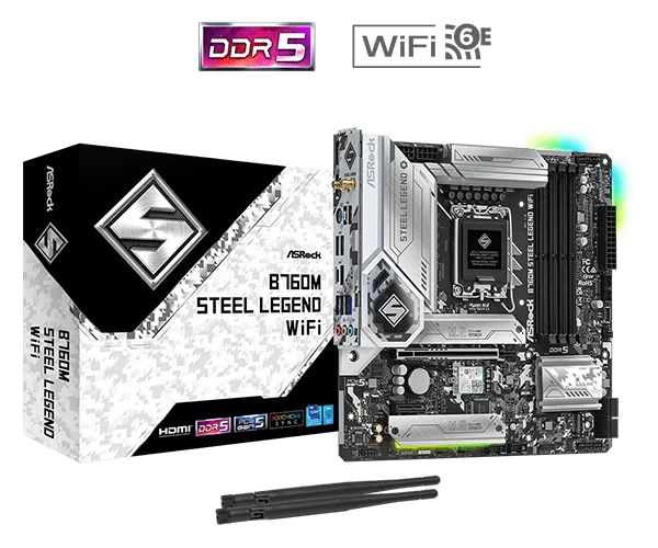 ASRock B760M Steel Legend WiFi DDR5,LGA 1700 mATX Motherboard