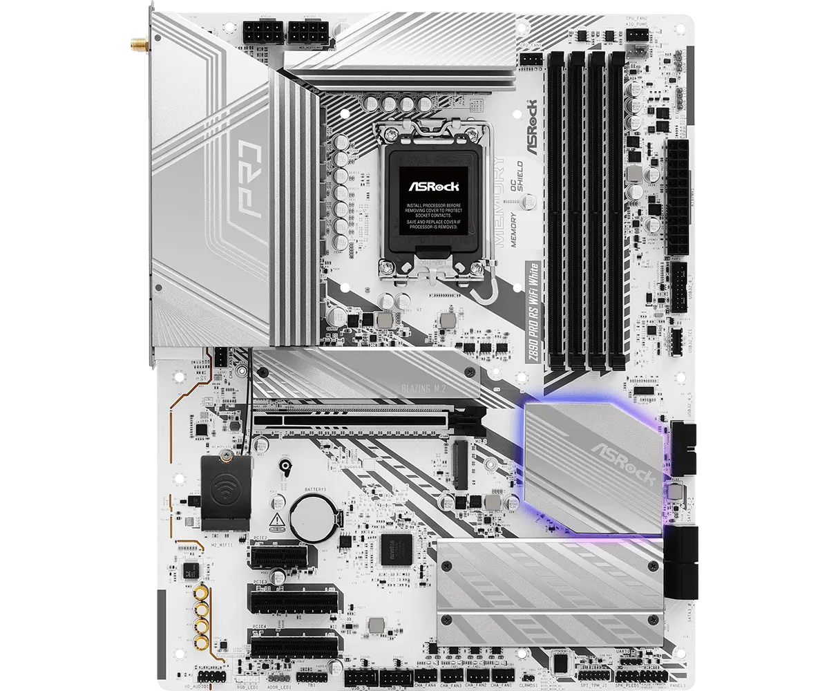 ASRock Z890 Pro RS WiFi White 白色 DDR5,LGA 1851 ATX Motherboard