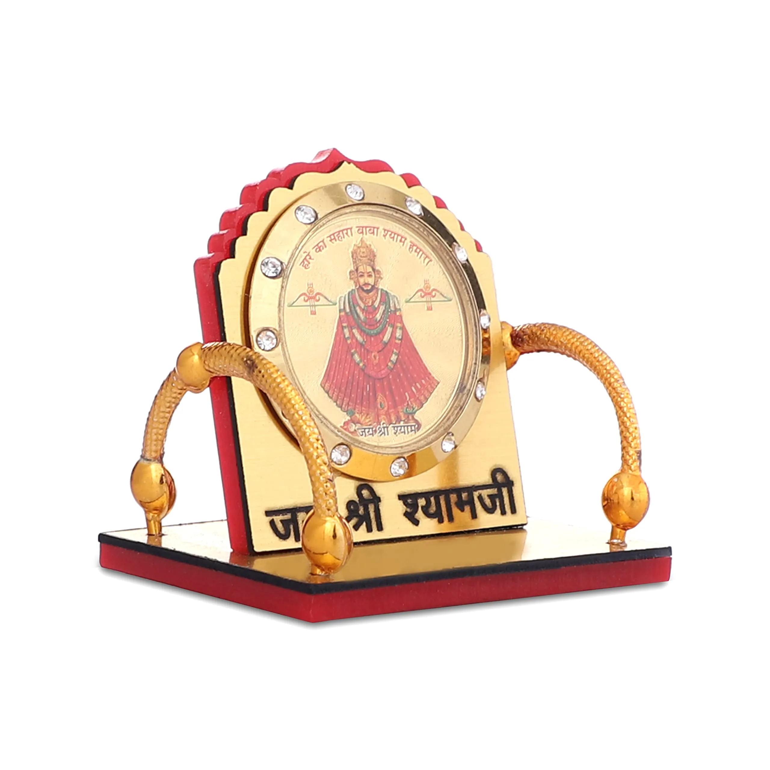 Awesome Craft Handcrafted Khatu Shyam Ji Round Photo Frame Shape Showpiece Statue Perfect for Home Decor, Table Decor, Pooja, and Gifts