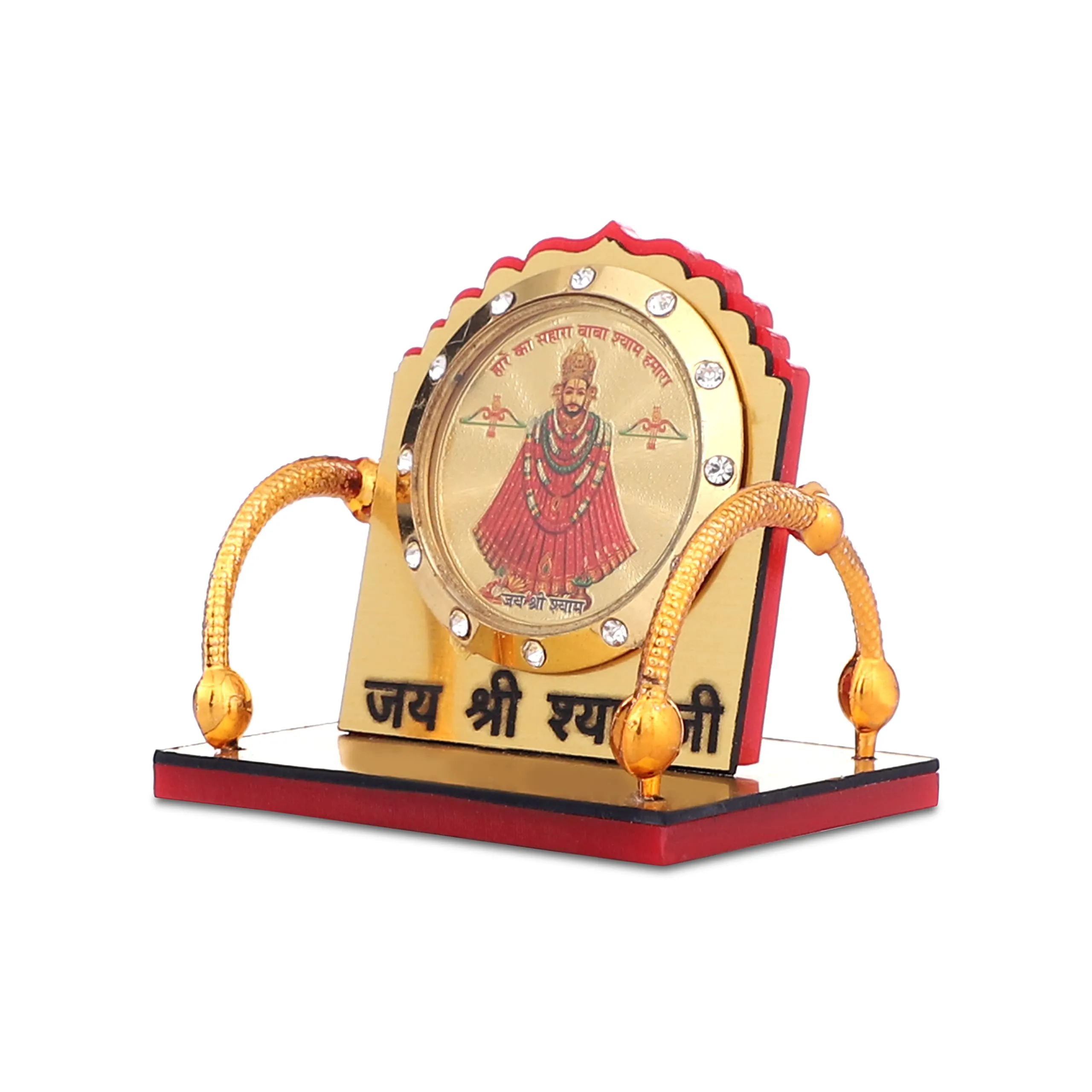 Awesome Craft Handcrafted Khatu Shyam Ji Round Photo Frame Shape Showpiece Statue Perfect for Home Decor, Table Decor, Pooja, and Gifts