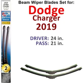 Beam Wiper Blades for 2019 Dodge Charger (Set of 2)