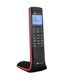 Beetel Newly Launched X95 Designer Cordless landline, Proudly Designed in India, 2.4GHz, Dual Tone, Blue-White LCD, 2-Way Speaker Phone, Ringer & Volume Control, Auto Answer, Alarm (X95)(Black/Red)