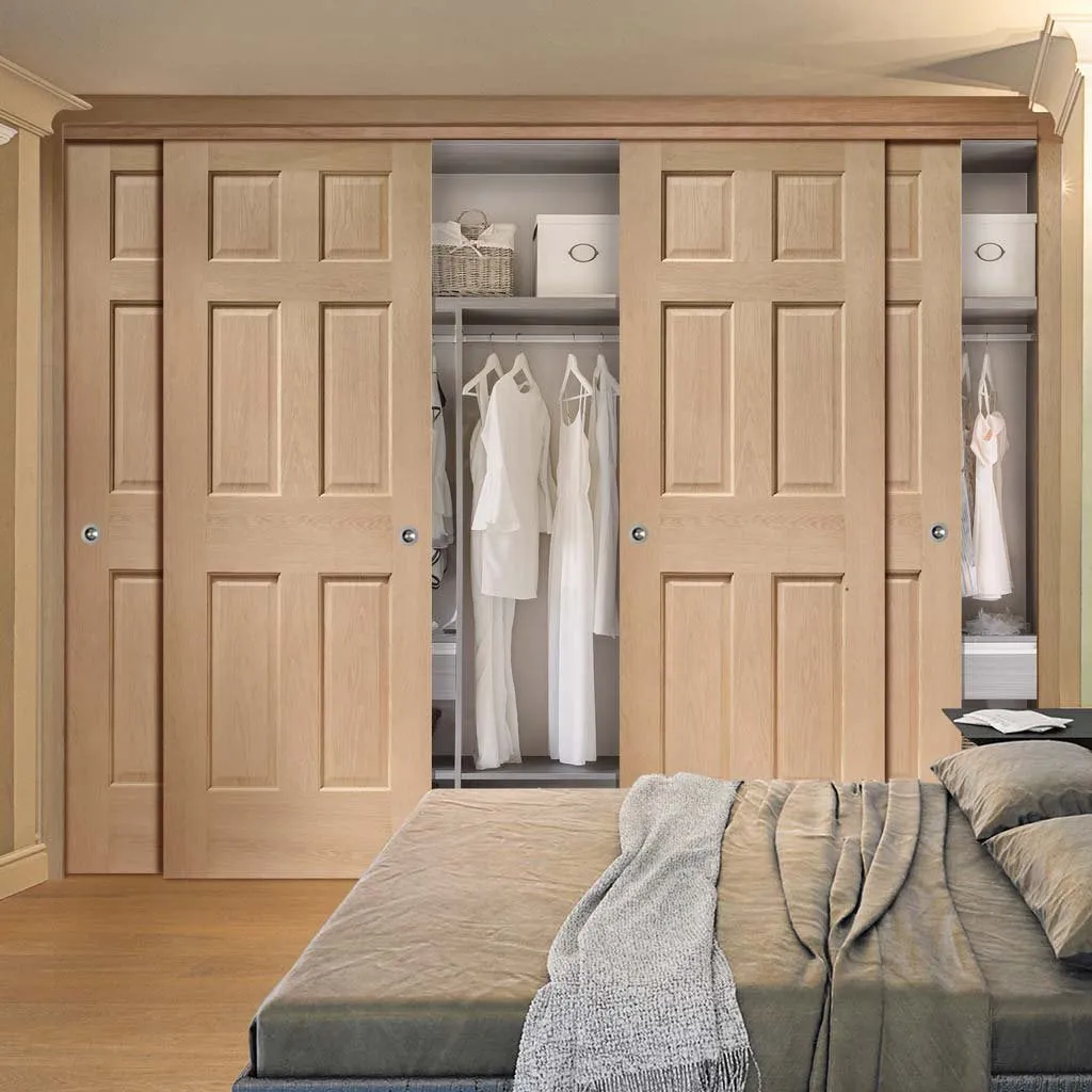 Bespoke Colonial Oak 6 Panel 4 Door Maximal Wardrobe and Frame Kit