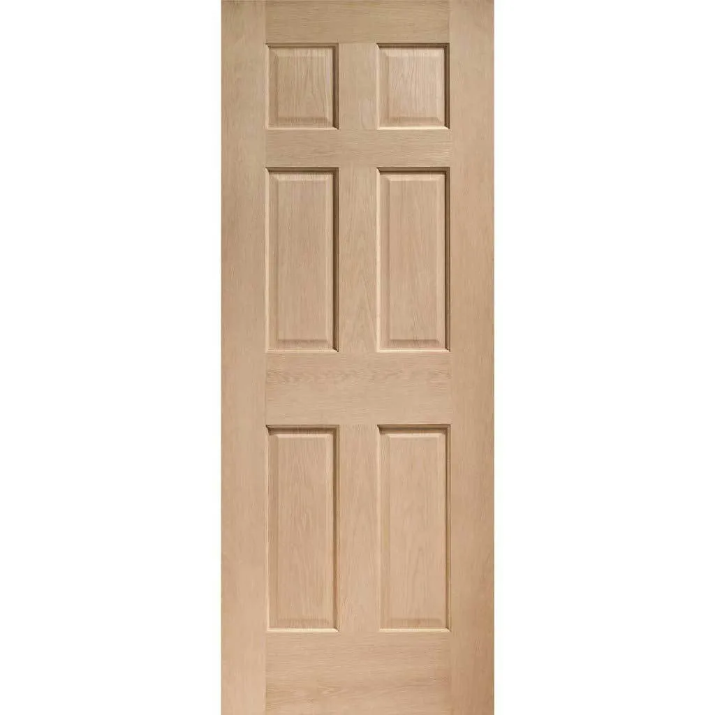 Bespoke Colonial Oak 6 Panel Double Frameless Pocket Door - No Raised Mouldings