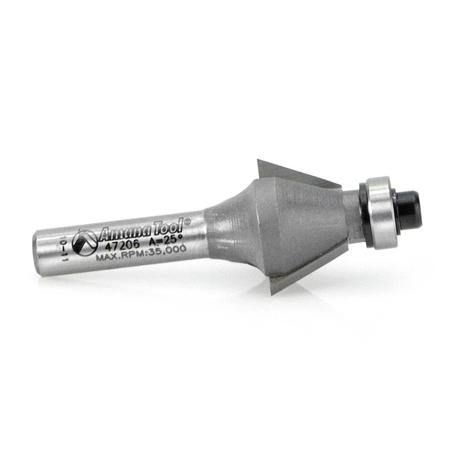 Bevel Trim Router Bit | 25°x 3⁄4 Dia x 7⁄16 x 1⁄4" Shank with BB | 47206 | 738685872062