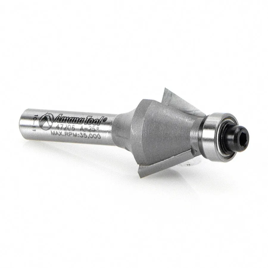 Bevel Trim Router Bit | 25°x 3⁄4 Dia x 7⁄16 x 1⁄4" Shank with BB | 47206 | 738685872062