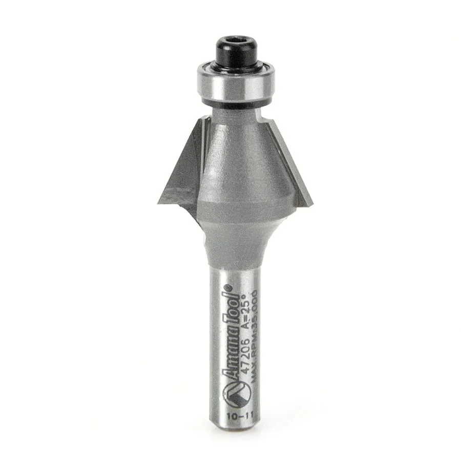 Bevel Trim Router Bit | 25°x 3⁄4 Dia x 7⁄16 x 1⁄4" Shank with BB | 47206 | 738685872062