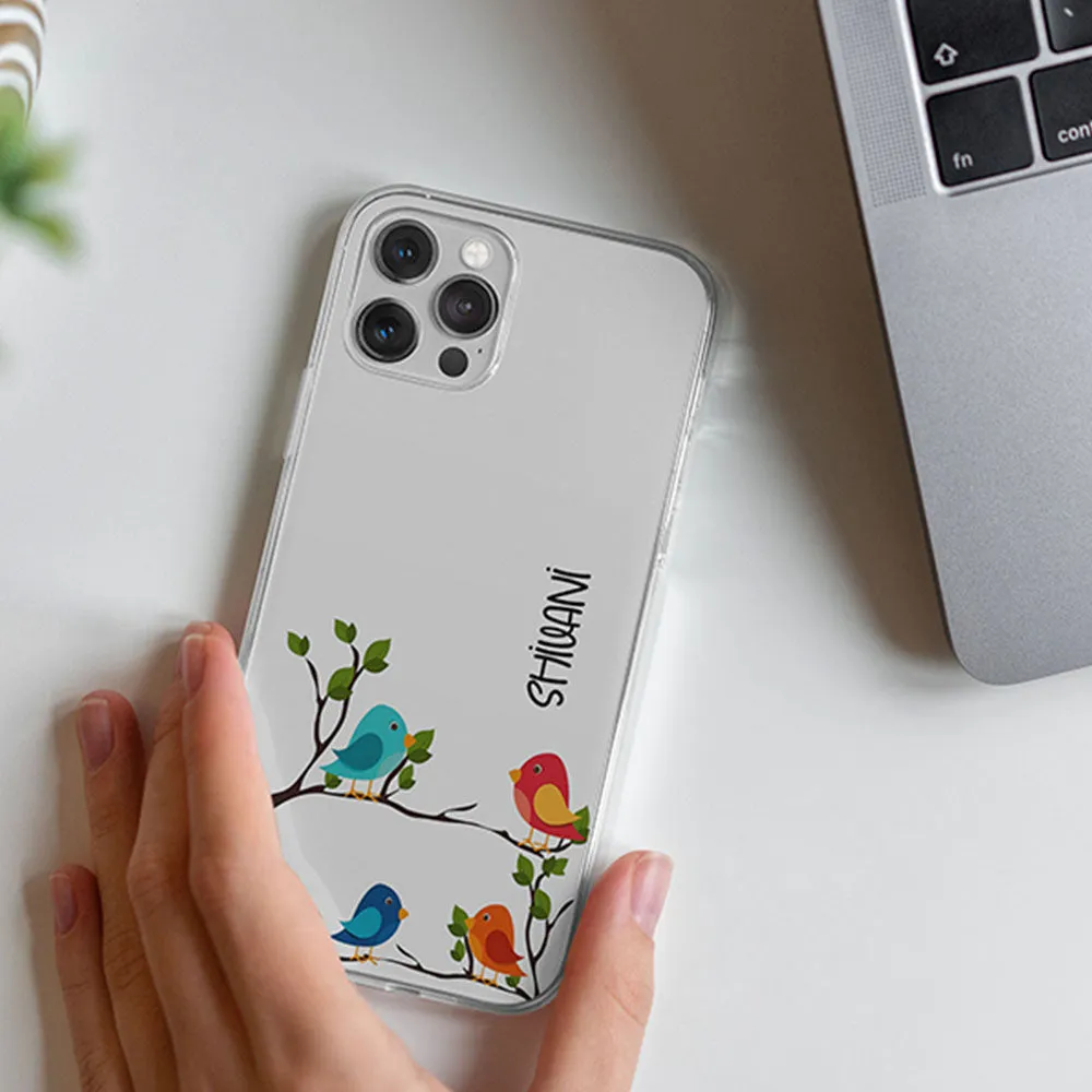 Birds Printed Name Transparent Silicone case