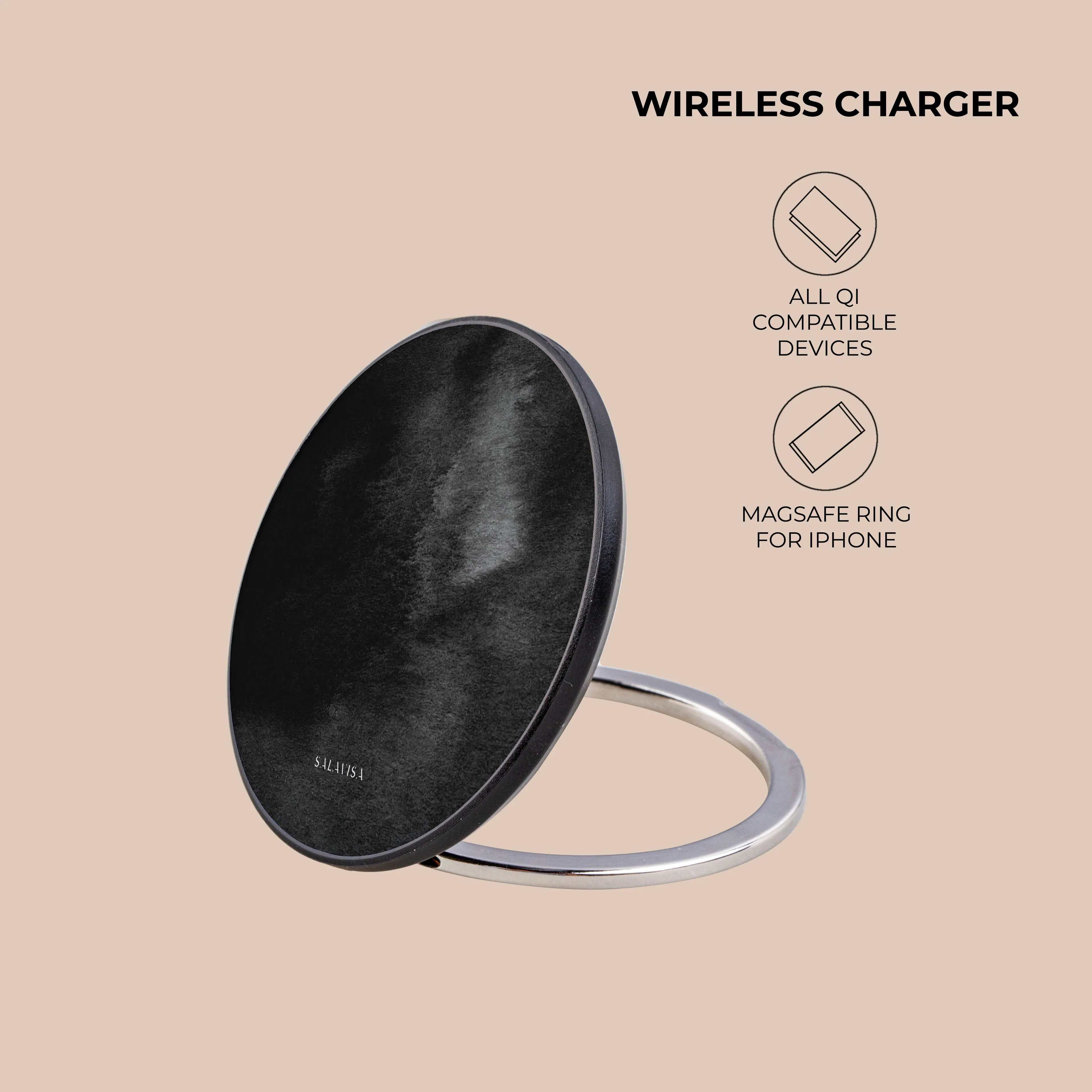 Black Watercolor Wireless Charger