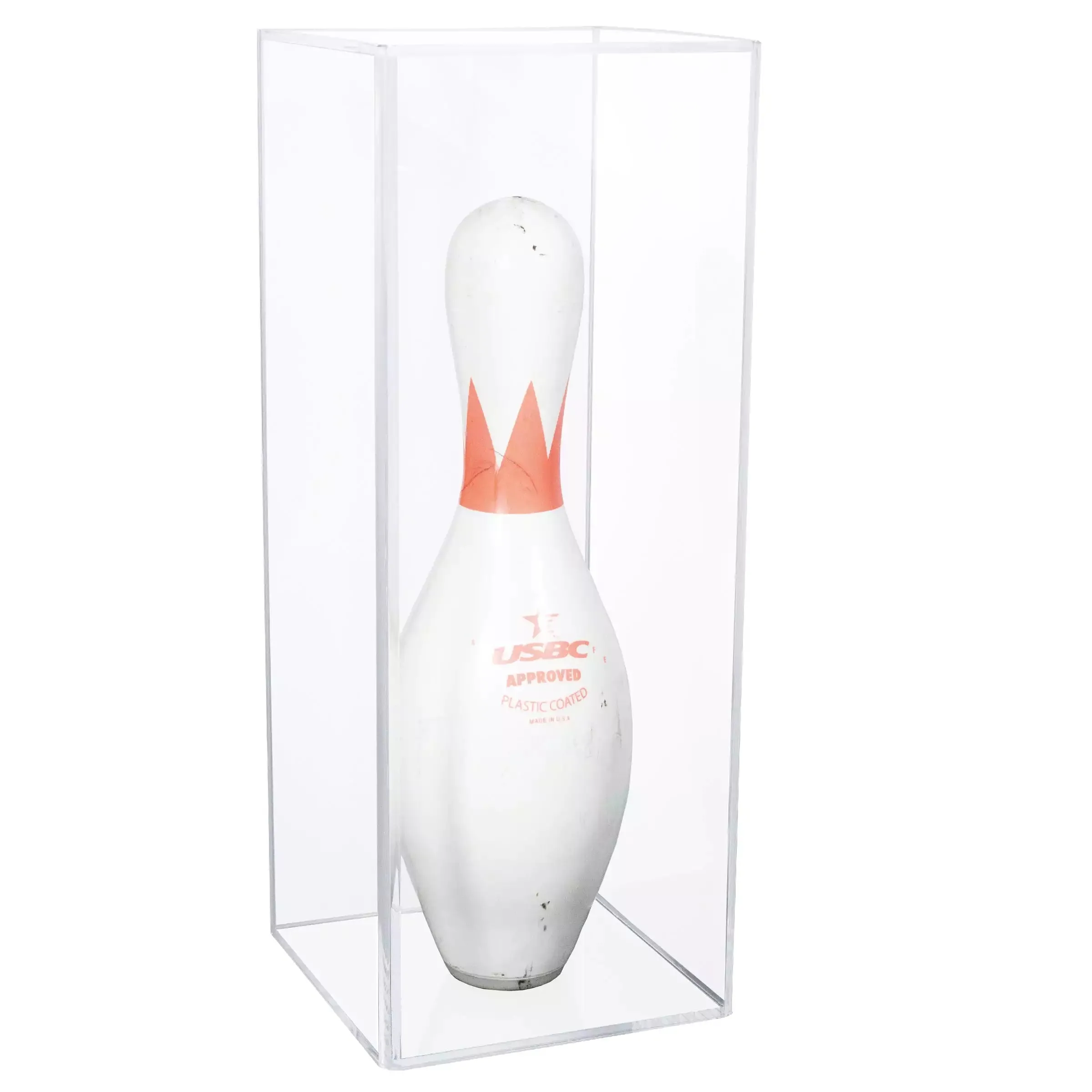 Bowling Pin Display Case with Slide Back (Table Top or Wall Mount) 7" x 7" x 18" (D08/A102)