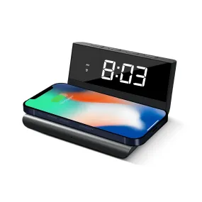 Brookstone Desk LED Alarm Clock 15W Wireless Charger for iPhone, Samsung, and AirPods | Wireless Charger Clock | Phone Charger Clock