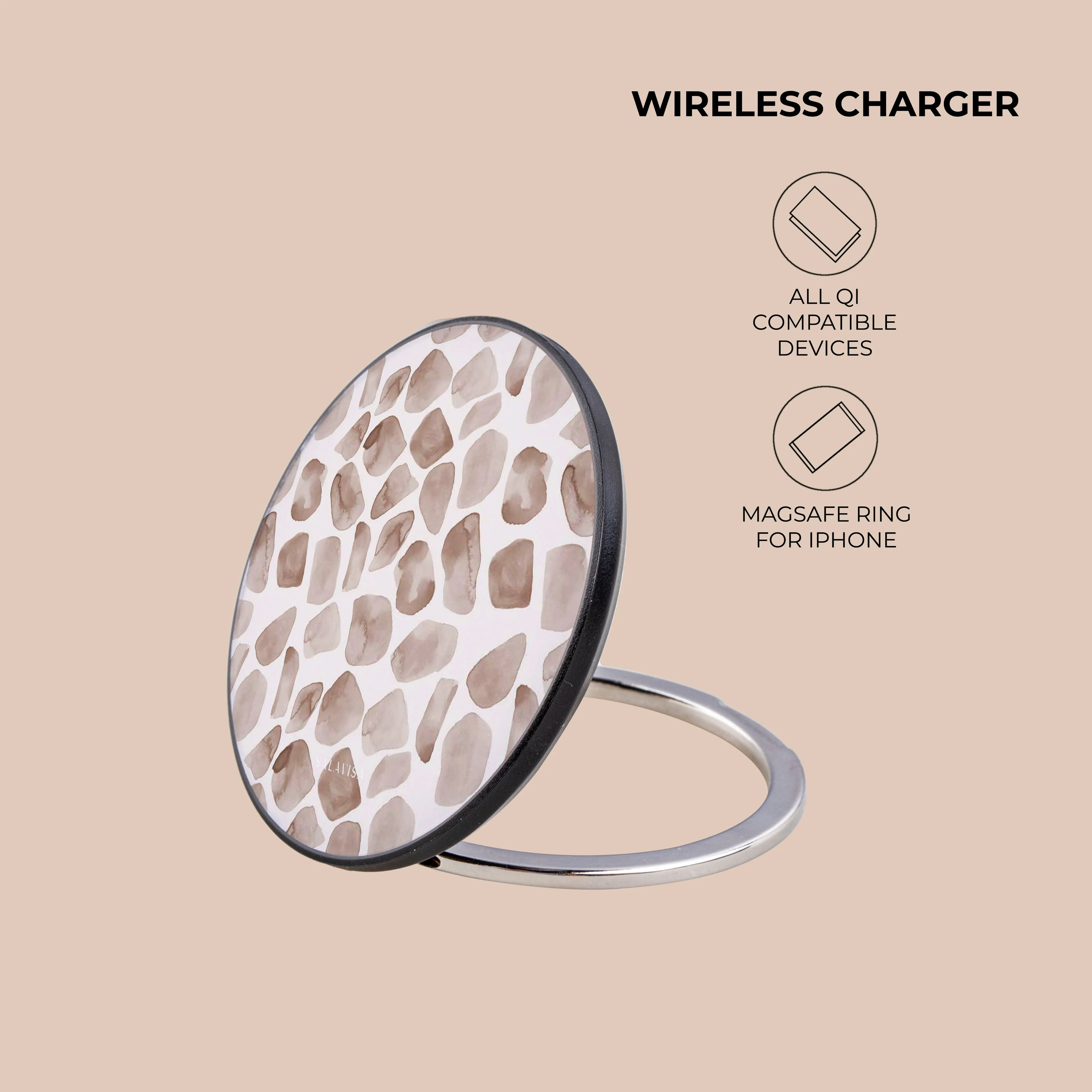 Brown Watercolor Safari Wireless Charger