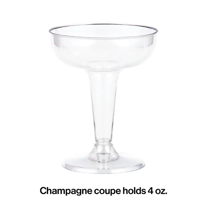 Bulk Clear 4 oz Plastic Champagne Coupes (54 per Case)