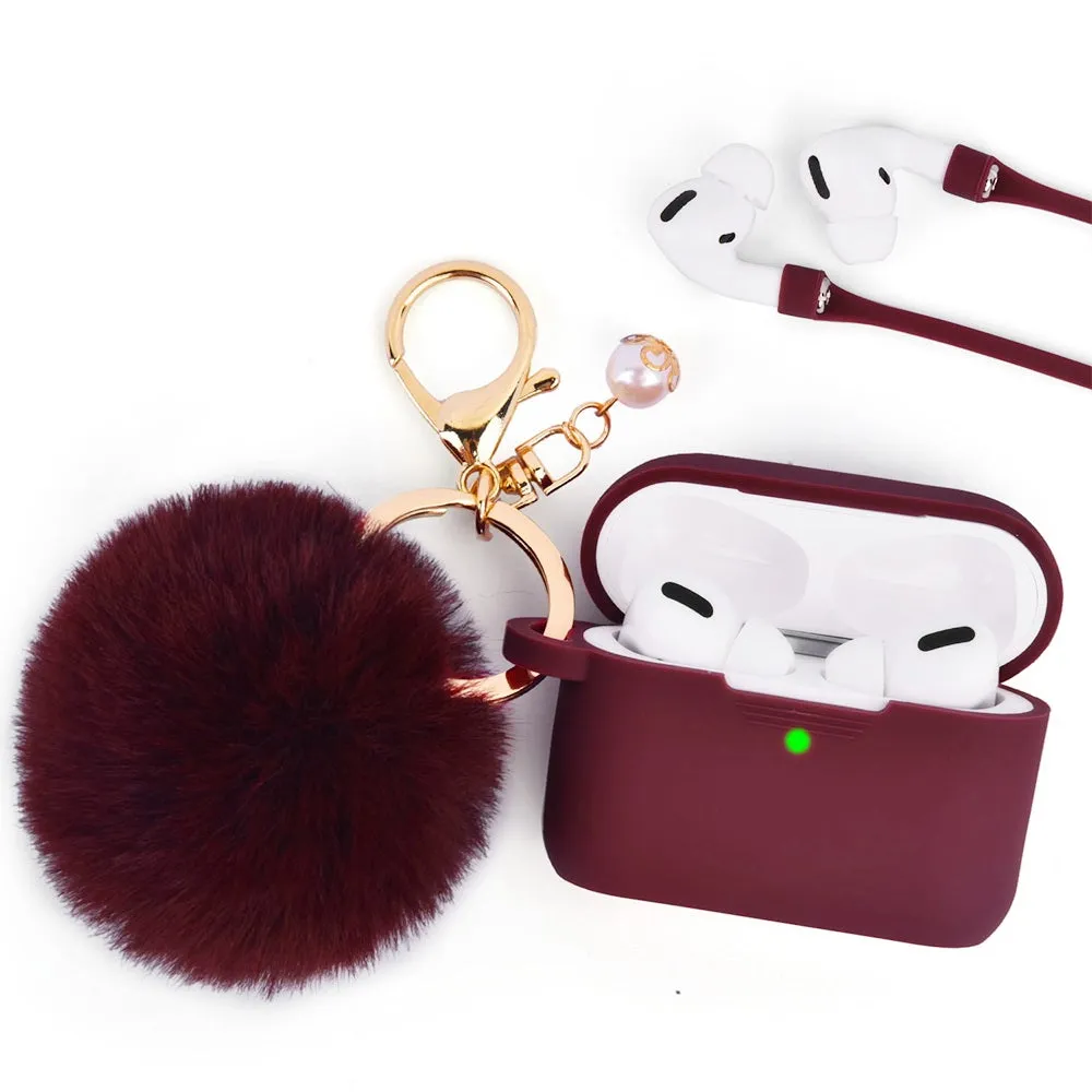 Burgundy Keychain Case for Airpods 3