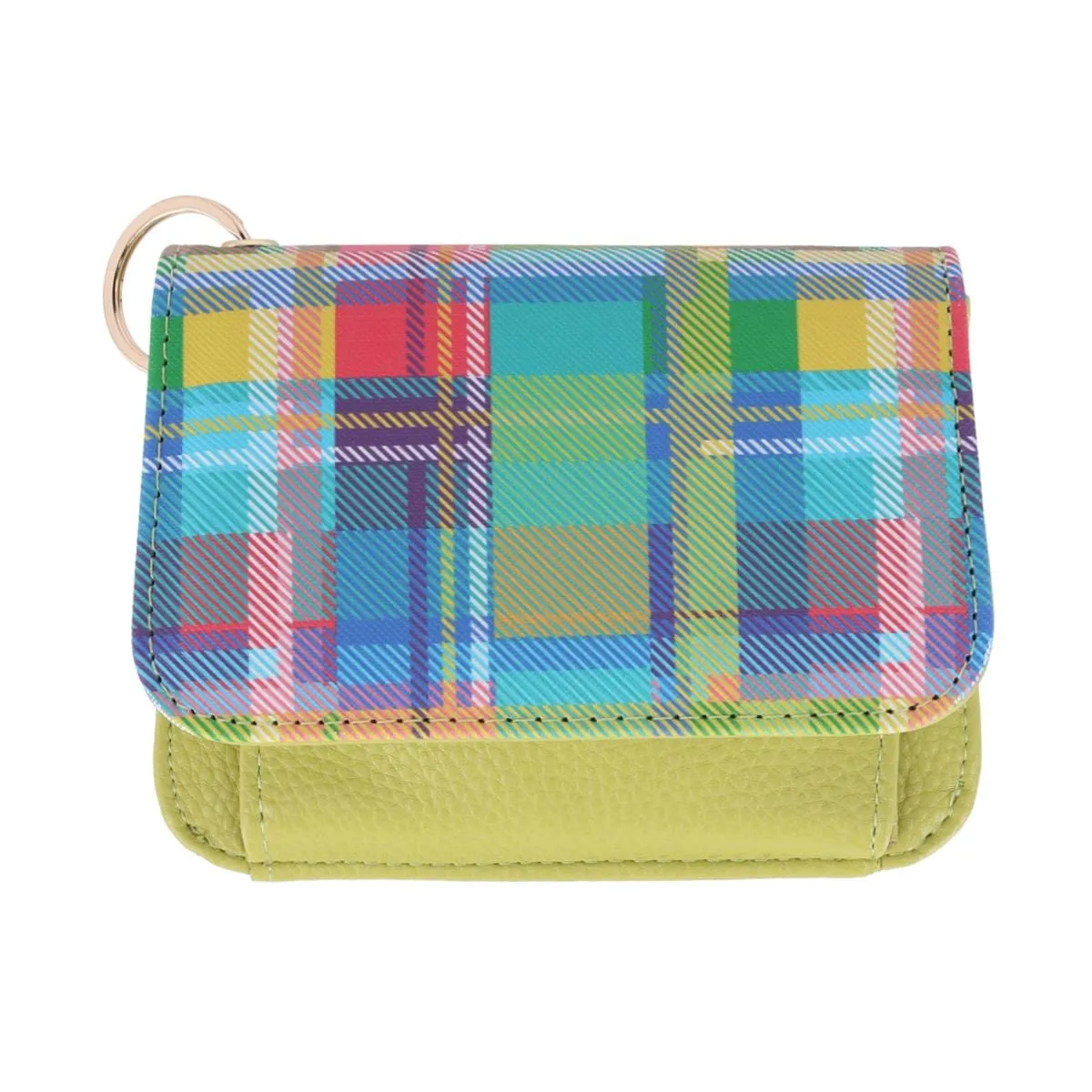 Buxton Women's Madras Vega Leather Mini Flap Card Case