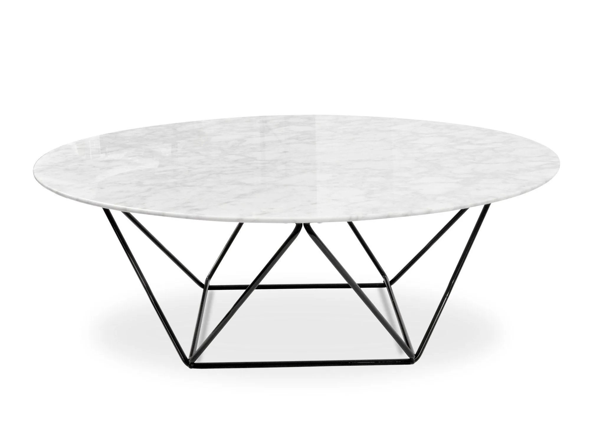 Calibre 100cm Round Marble Coffee Table With Black Base