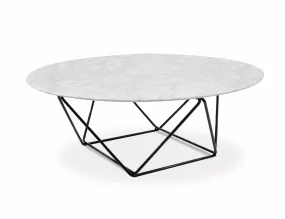 Calibre 100cm Round Marble Coffee Table With Black Base