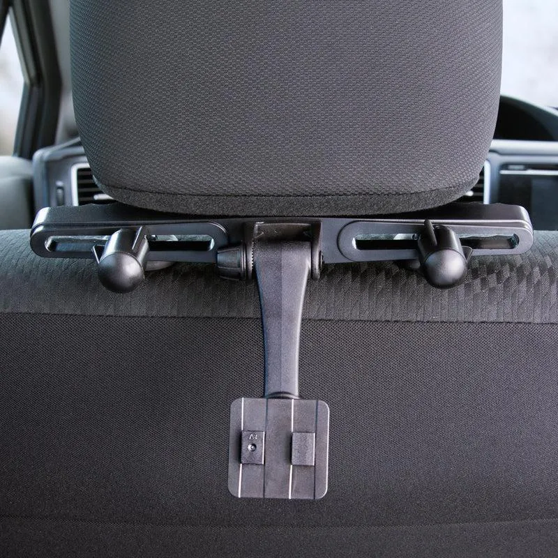 Car Seat Headrest Mount Pedestal with Tiltable Arm - Dual T-Tab Compatible