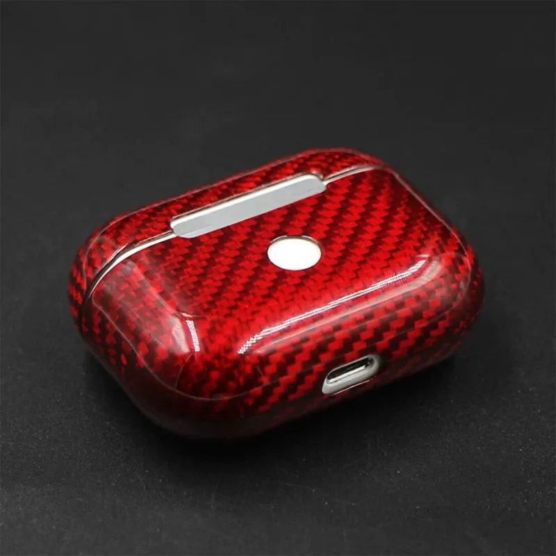 Carbon Fiber Earphone Case LED Wireless Earphone Charging Hard Case For Apple AirPods Pro & 3