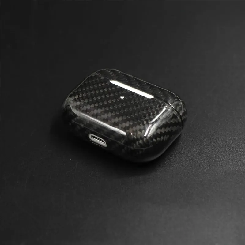 Carbon Fiber Earphone Case LED Wireless Earphone Charging Hard Case For Apple AirPods Pro & 3