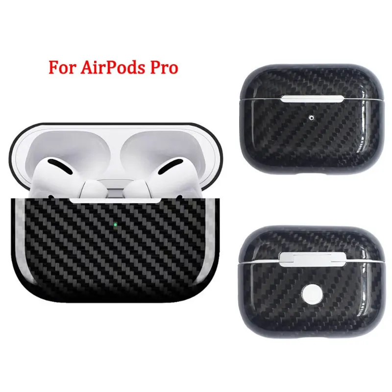 Carbon Fiber Earphone Case LED Wireless Earphone Charging Hard Case For Apple AirPods Pro & 3