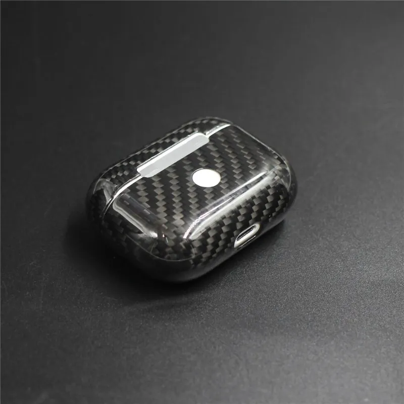 Carbon Fiber Earphone Case LED Wireless Earphone Charging Hard Case For Apple AirPods Pro & 3