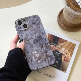 Charming Gray Flowers Oil Painting Cute Phone Cases For iPhone 12 Pro Max 13 11 14 And 14 Pro