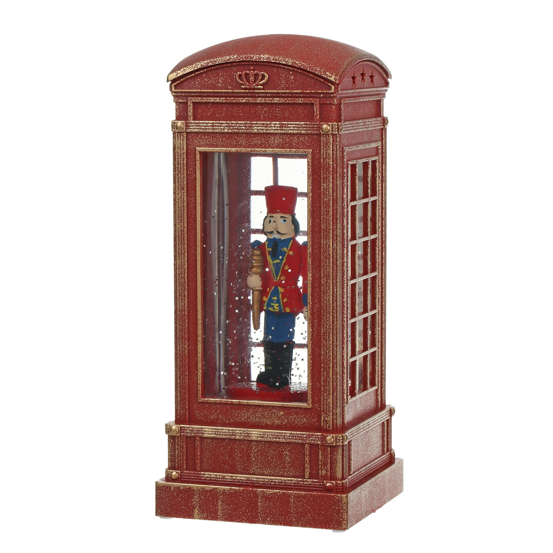 Christmas Musical Phone Booth Snow Globe for Christmas Decoration