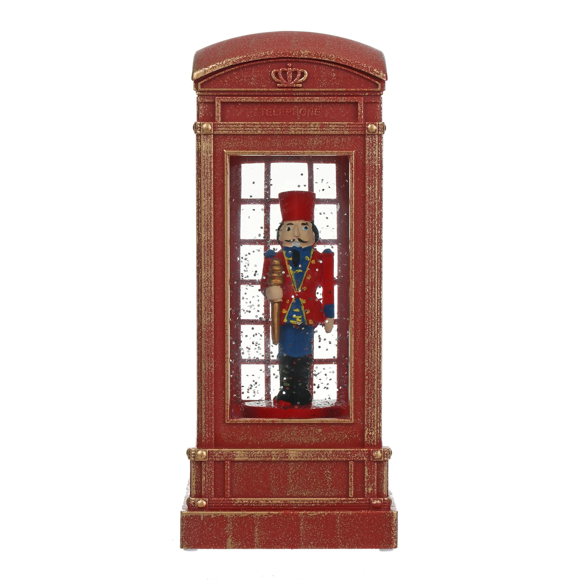 Christmas Musical Phone Booth Snow Globe for Christmas Decoration