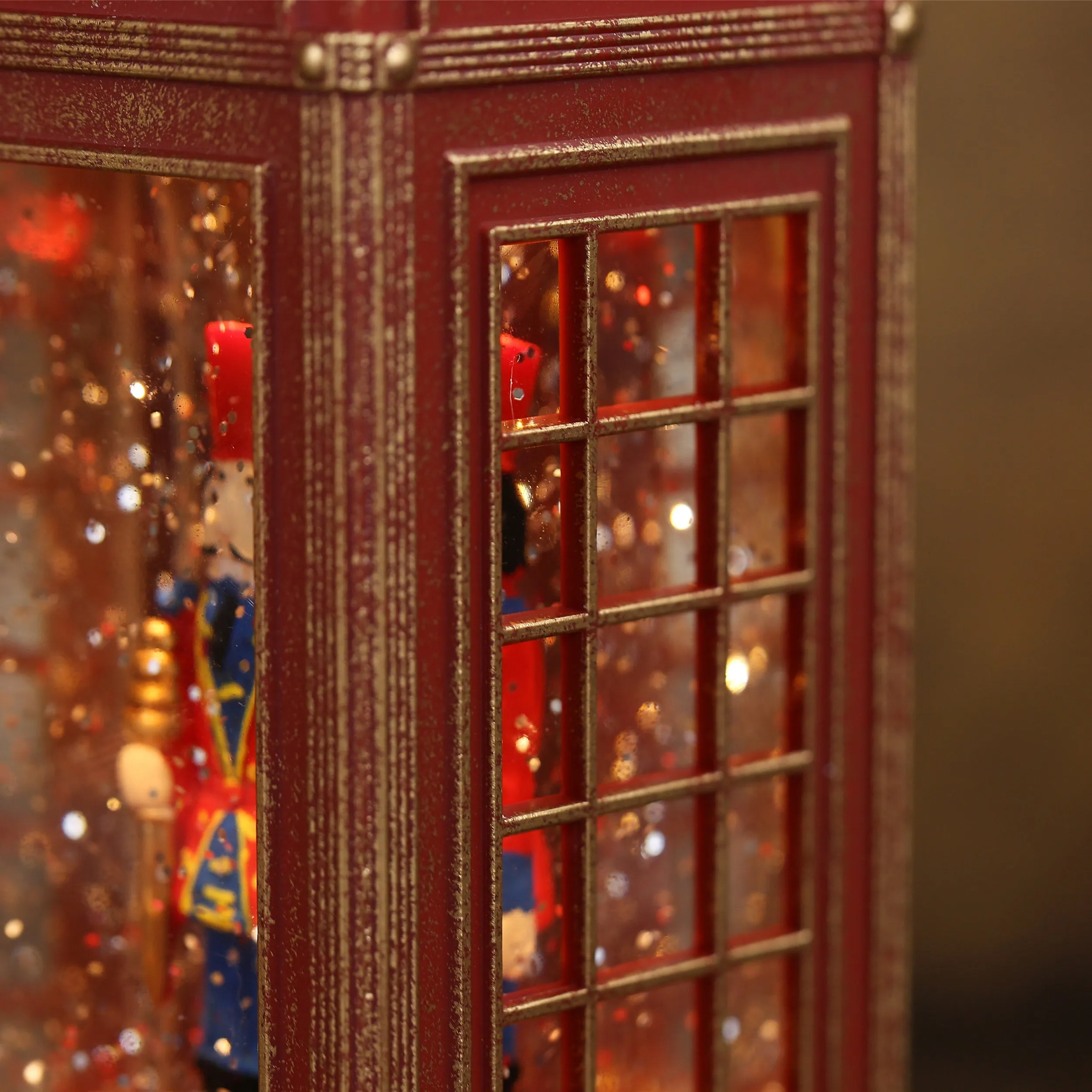 Christmas Musical Phone Booth Snow Globe for Christmas Decoration