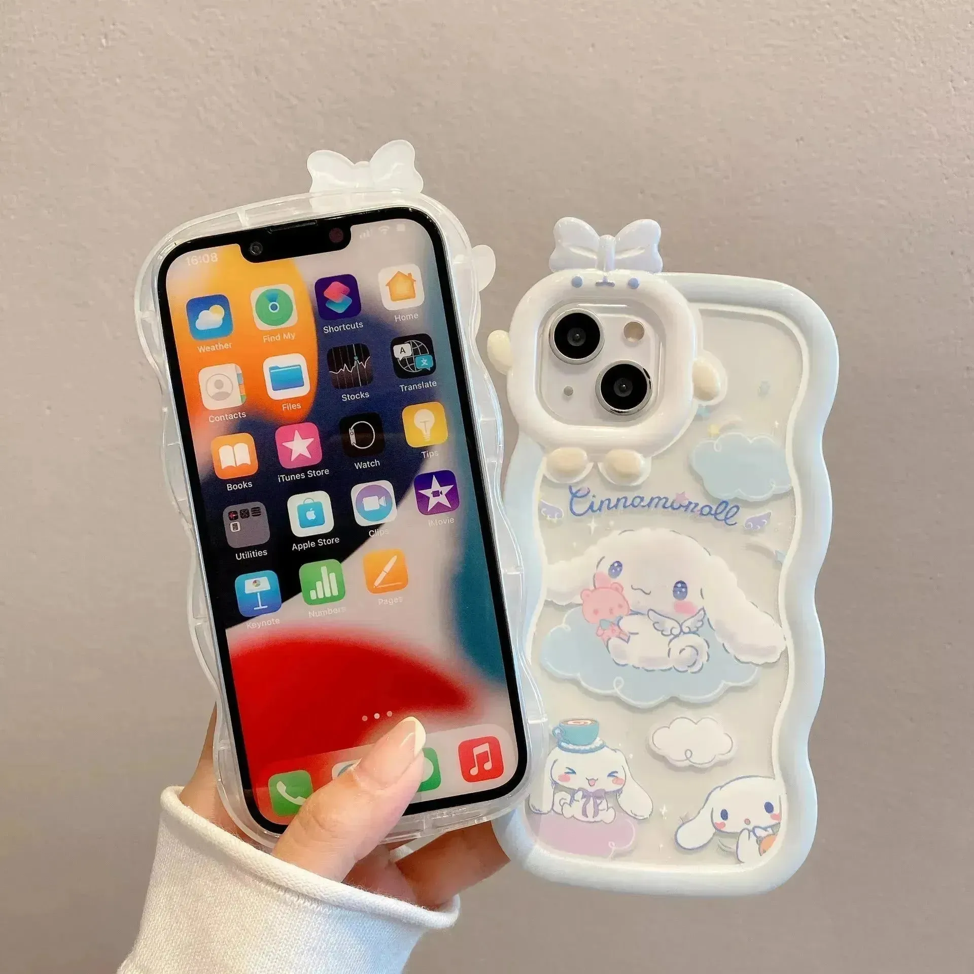 Cinnamoroll Bow Bracket Phone Case (For iPhones)