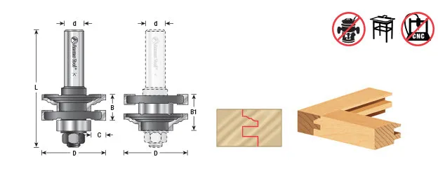 Classical Reversible Stile & Rail Router Bit | 1 5⁄8 Dia x 11⁄16 x 1⁄2" Shank | 55380 | 738685953808