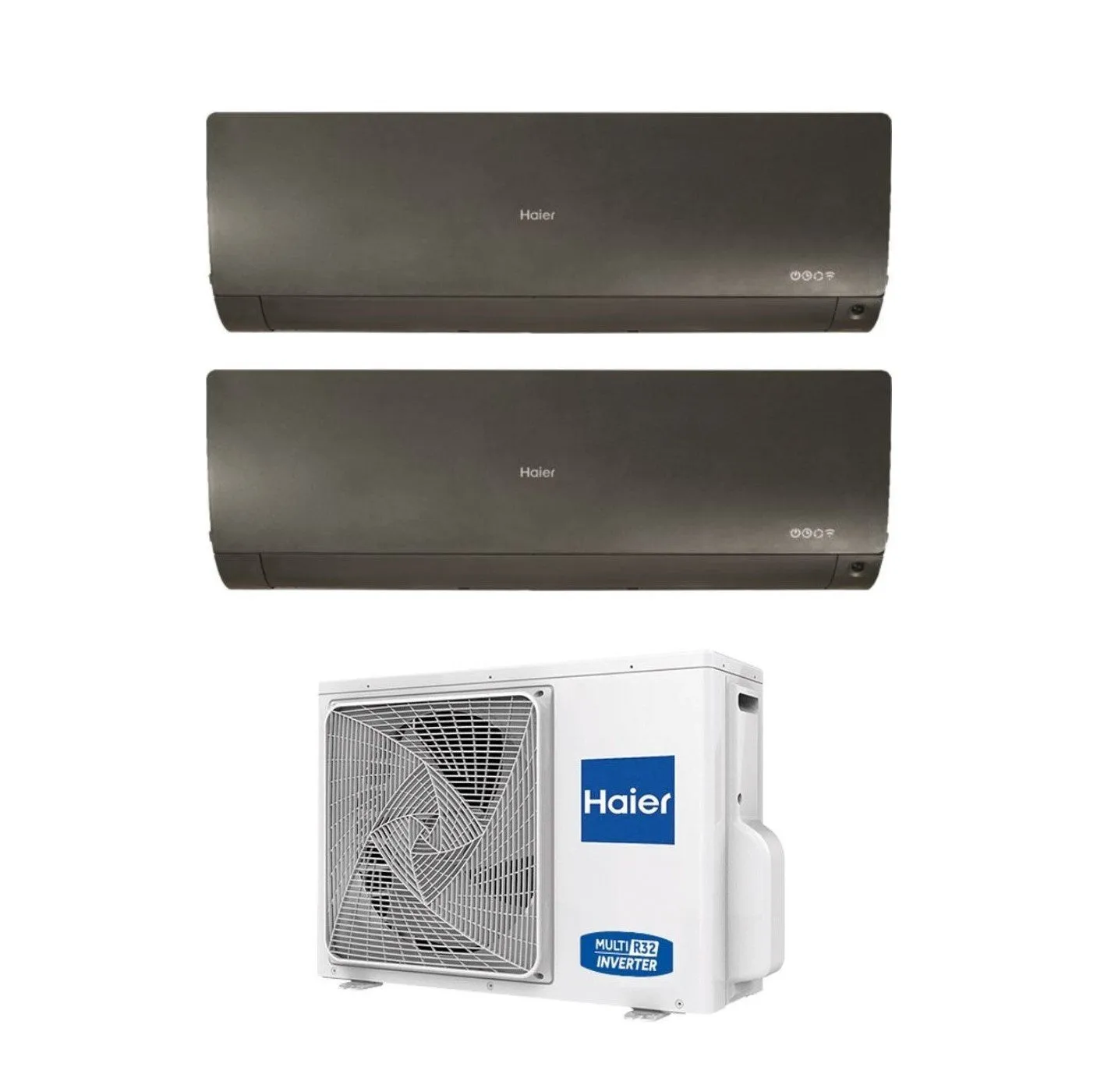 Climatizzatore Condizionatore Haier Dual Split Inverter serie FLEXIS PLUS BLACK 9 15 con 2U50S2SM1FA R-32 Wi-Fi Integrato Colore Nero 9000 15000