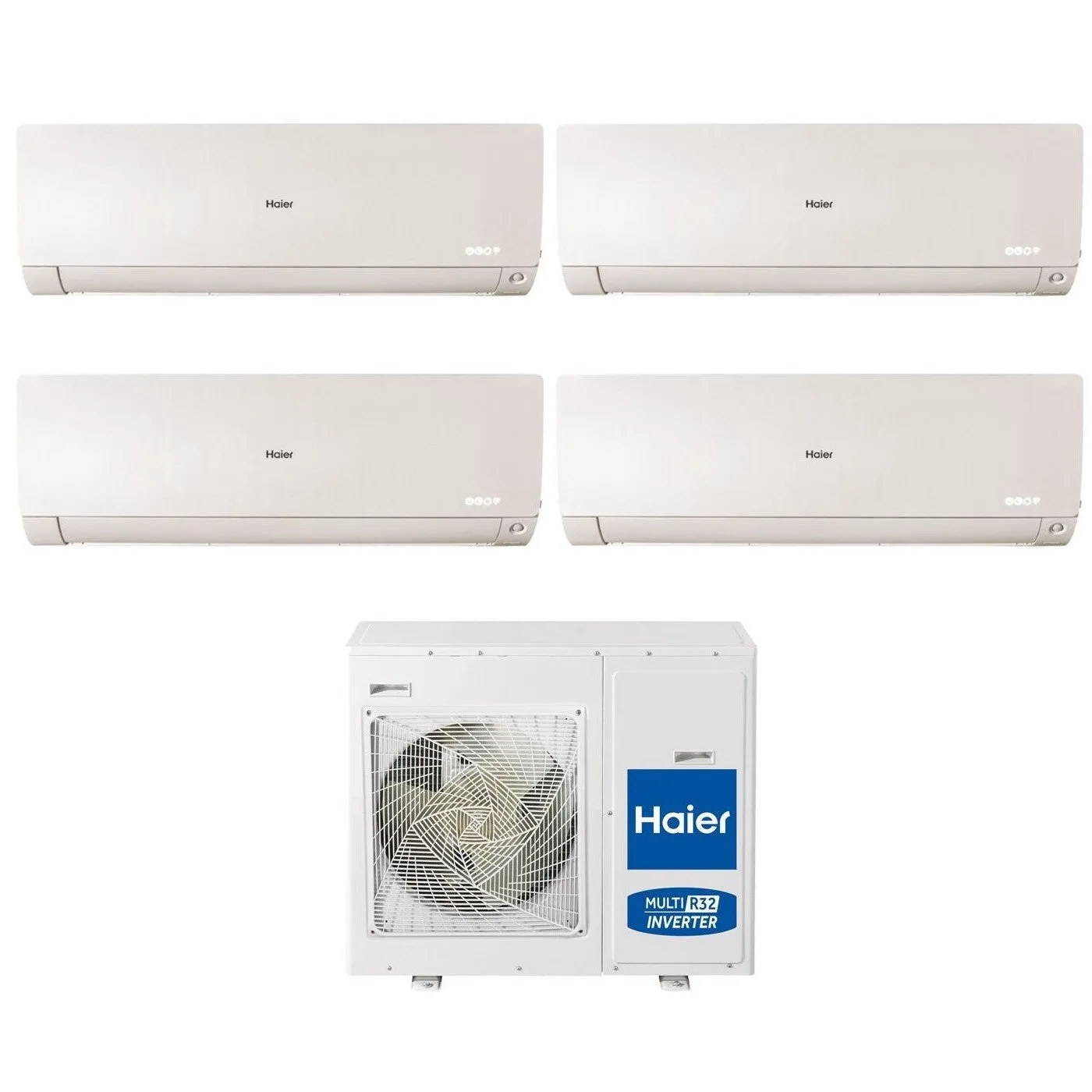 Climatizzatore Condizionatore Haier Quadri Split Inverter serie FLEXIS PLUS WHITE 7 7 12 15 con 4U85S2SR3FA R-32 Wi-Fi Integrato Colore Bianco 7000 7000 12000 15000