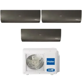 Climatizzatore Condizionatore Haier Trial Split Inverter serie FLEXIS PLUS BLACK 7 12 12 con 3U70S2SR3FA R-32 Wi-Fi Integrato Colore Nero 7000 12000 12000