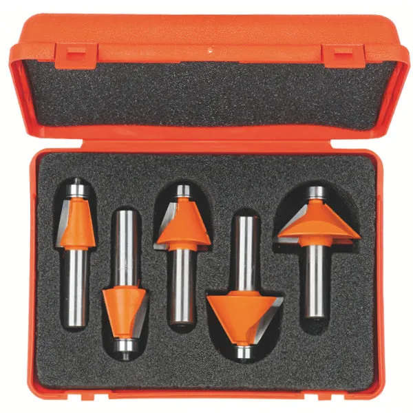 CMT 5 Piece Chamfer Carbide Tipped Router Bit Set