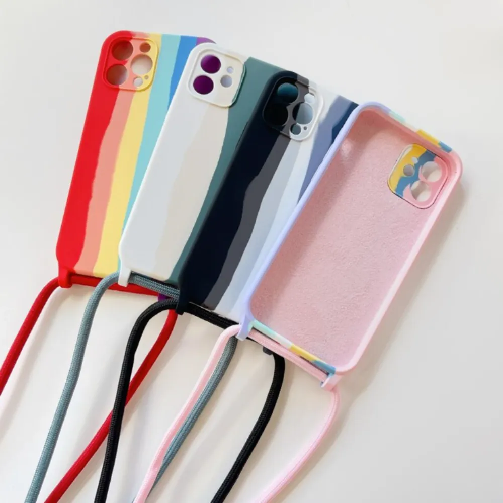 Colorful Protective Case for iPhone with Crossbody Strap