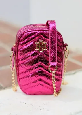 Colton Cell Phone Crossbody // Metallic Fuchsia