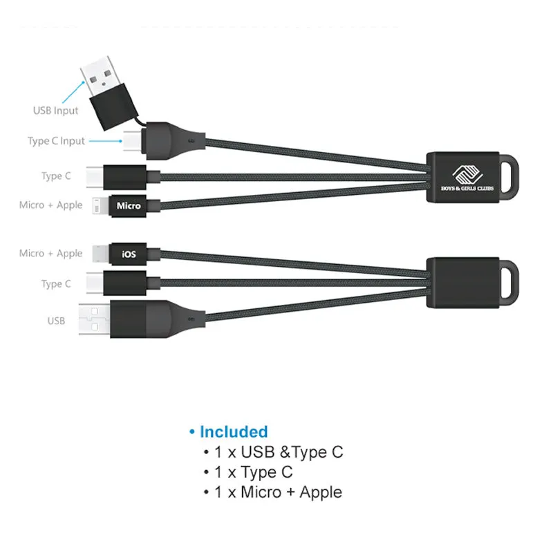 Connect Plus 3-in-1 Charging Cable with Type-C Input - Black