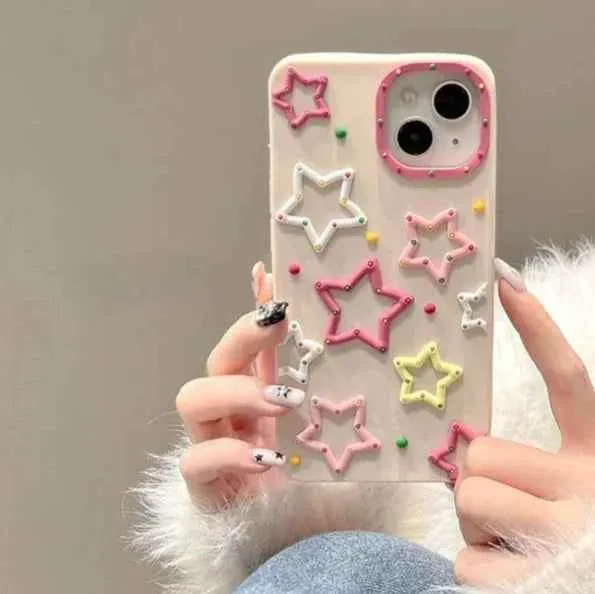 Cute 3D Colorful Stars Phone Cases for iPhone 14 Pro Max, 13, 12, 11, XR, X, XS Max