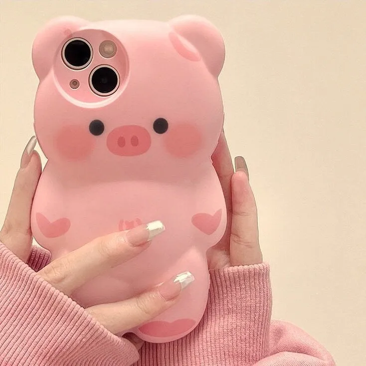 Cute Big Pink Cartoon 3D Piggy Design Protective Shockproof Phone Case for iPhone 11 12 13 14 15 Pro Max iPhone X XR XS Max Phone Case