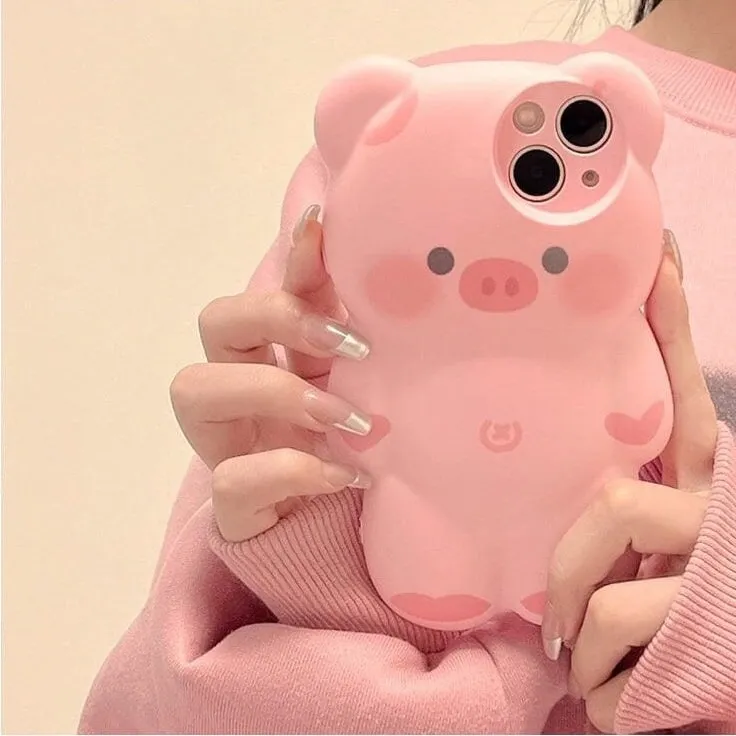 Cute Big Pink Cartoon 3D Piggy Design Protective Shockproof Phone Case for iPhone 11 12 13 14 15 Pro Max iPhone X XR XS Max Phone Case