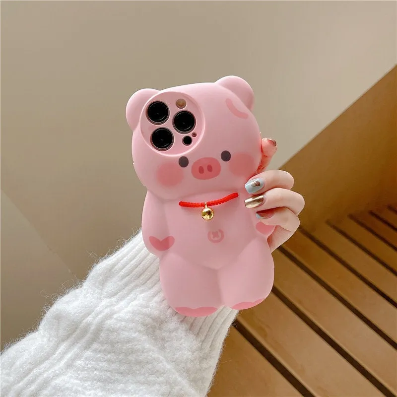 Cute Big Pink Cartoon 3D Piggy Design Protective Shockproof Phone Case for iPhone 11 12 13 14 15 Pro Max iPhone X XR XS Max Phone Case