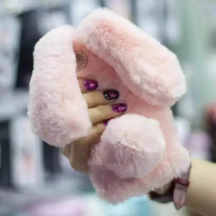 Cute Creative Rabbit Plush warm phone case women