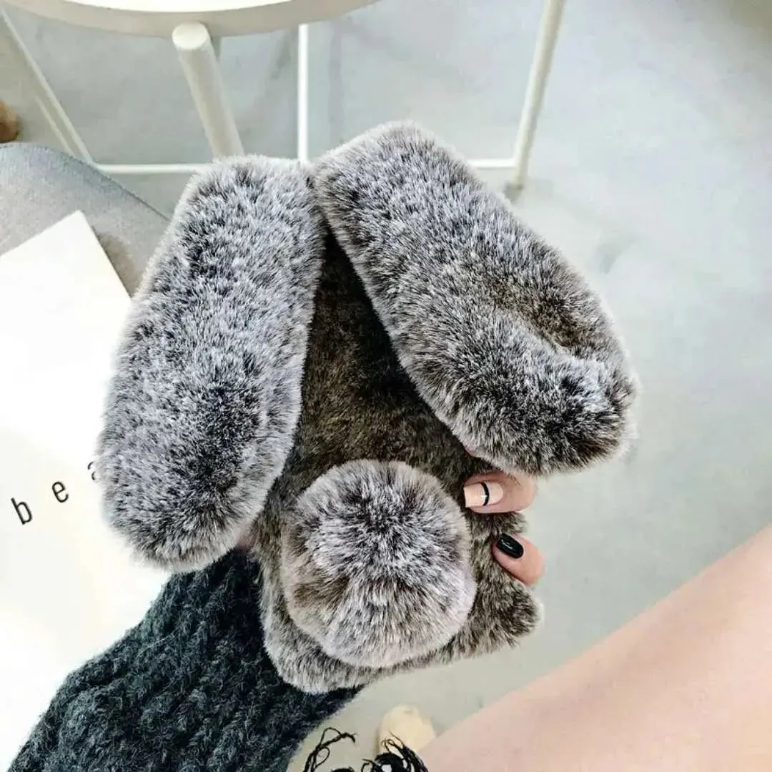 Cute Creative Rabbit Plush warm phone case women