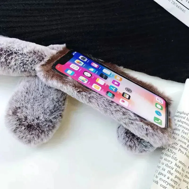 Cute Creative Rabbit Plush warm phone case women